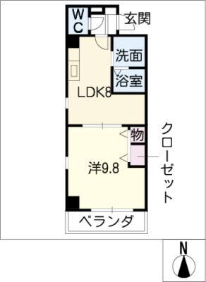 サンライズ(1LDK/2階)の間取り写真