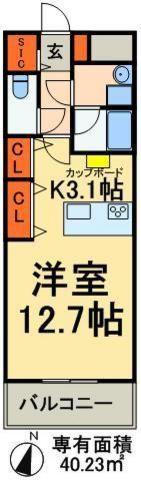 ロイヤルパークスシーサー南千住(ワンルーム/2階)の間取り写真
