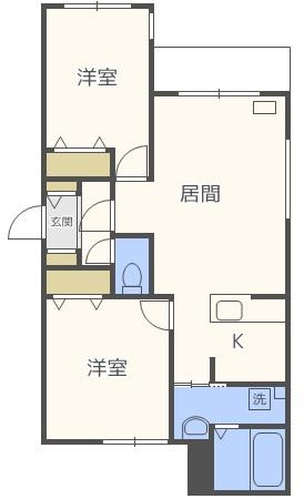 ブランシャール西28丁目(2LDK/1階)の間取り写真