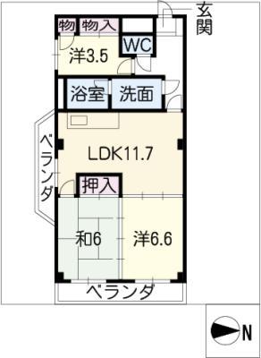 メゾンGOTOH(3LDK/4階)の間取り写真
