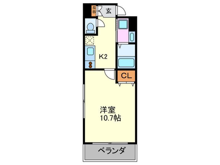 ウィング瓦町(1K/3階)の間取り写真