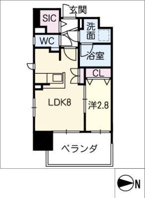 N-PRINCE浄心(1LDK/6階)の間取り写真