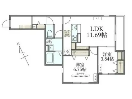 ディー パイナ ツカゴシ(2LDK/1階)の間取り写真
