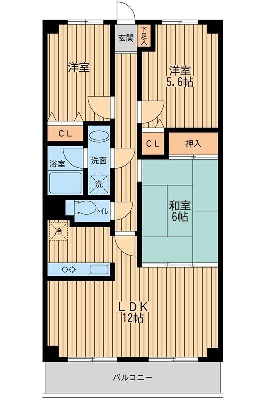 パルティール茂呂(3LDK/1階)の間取り写真