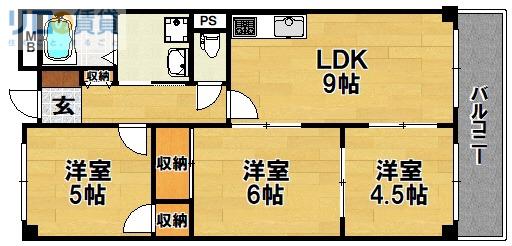 久光マンション(3LDK/1階)の間取り写真