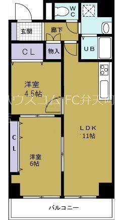 第20柴田マンション(2LDK/10階)の間取り写真
