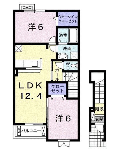 フォレストVI(2LDK/2階)の間取り写真