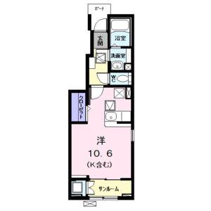 ルミエール明野(ワンルーム/1階)の間取り写真
