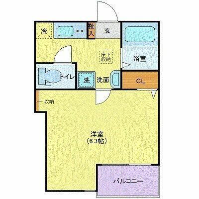 プリヴィア笹塚(1K/1階)の間取り写真