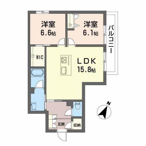 ベンベヌート(2LDK/1階)の間取り写真