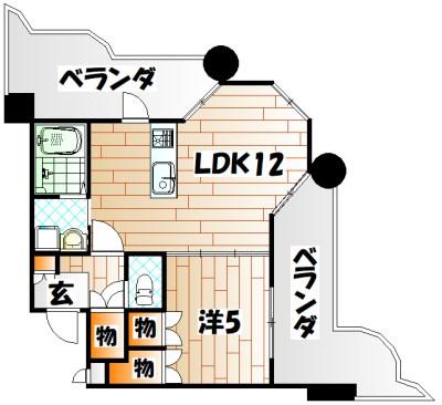 ロイヤルセンターBLD(1LDK/6階)の間取り写真