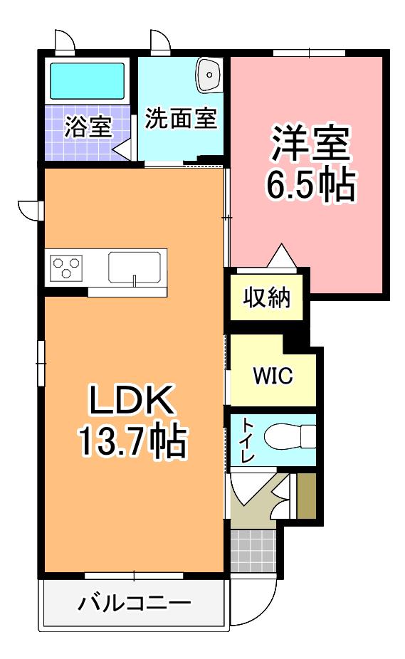 ピエールリヴィエール D(1LDK/1階)の間取り写真