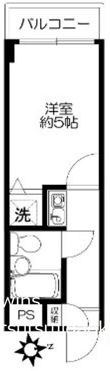 ライオンズマンション調布国領(1K/2階)の間取り写真