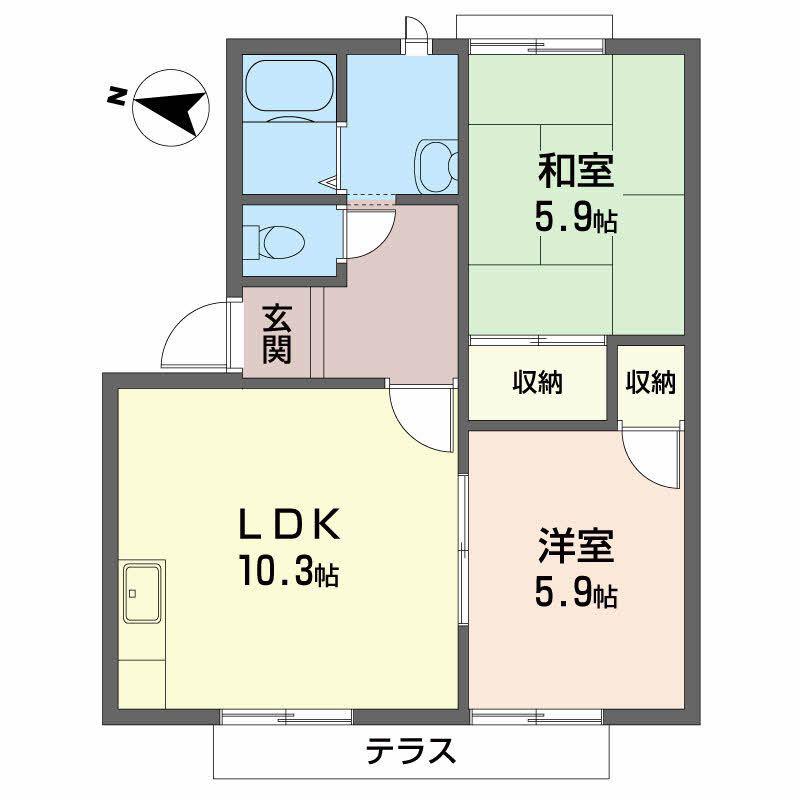 フォーレストヒル(2LDK/1階)の間取り写真