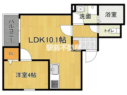 クリーク下山門I(1LDK/1階)の間取り写真