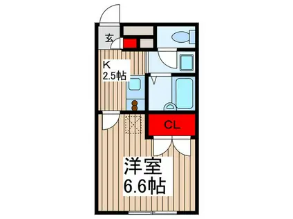アンプルールブワスブニール(1K/1階)の間取り写真