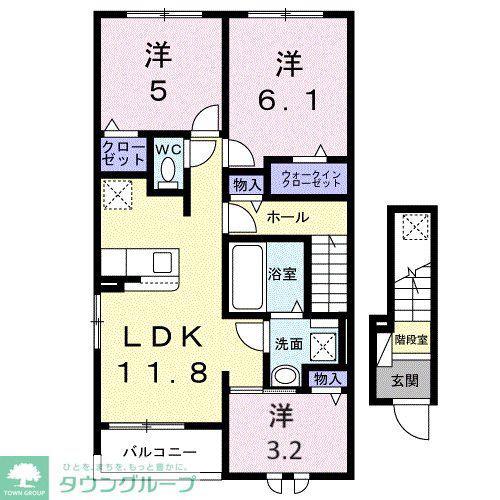 ブラウンヒルズ(2LDK/2階)の間取り写真