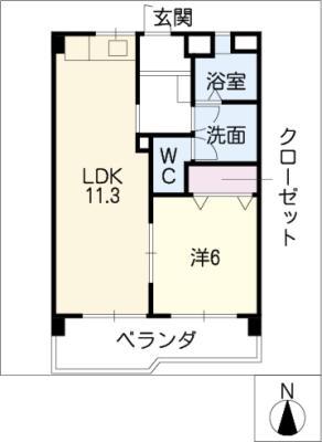 メゾン野並(1LDK/2階)の間取り写真