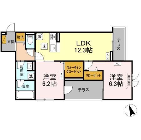 FORTUNA(2LDK/1階)の間取り写真
