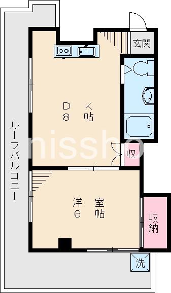 マンションカメイヤ(1DK/4階)の間取り写真