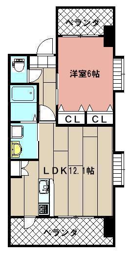 アースコートY`Sシティ香春口(1LDK/5階)の間取り写真