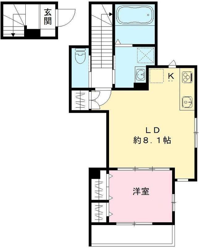 ソレイユ大原(1LDK/2階)の間取り写真