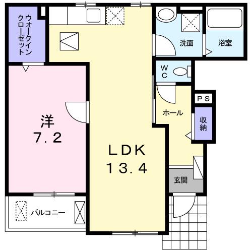 メゾン・ジェルメ(1LDK/1階)の間取り写真