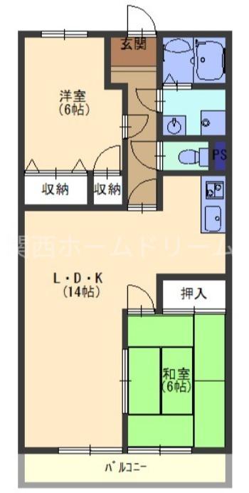 ブランドール薩摩A(2LDK/3階)の間取り写真