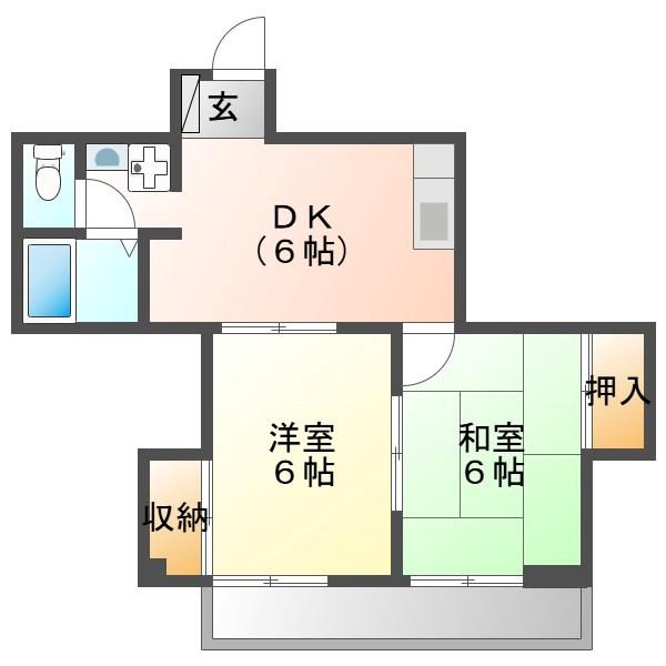 サンライズ61(2DK/3階)の間取り写真