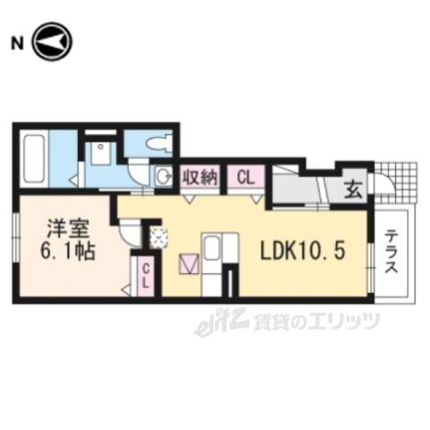 ミルト長浜 C棟(1LDK/1階)の間取り写真