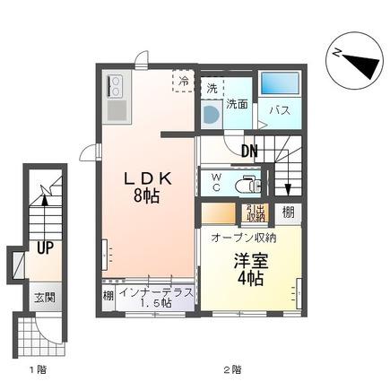 アインタウゼント3(1LDK/2階)の間取り写真