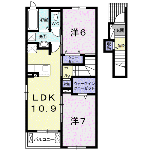 旭市鎌数 2021年築 2LDK(2LDK/2階)の間取り写真