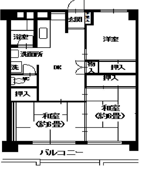 オーエヌ大橋ビル(3DK/6階)の間取り写真