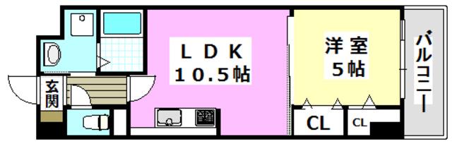 西田中ヒルズ(1LDK/3階)の間取り写真
