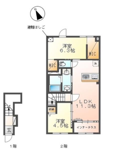 アネシス八王子(2LDK/2階)の間取り写真