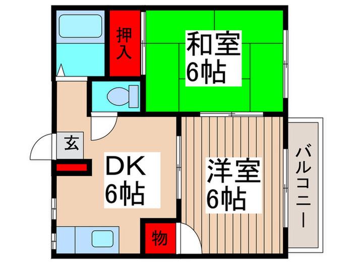フジコーポI(2DK/2階)の間取り写真