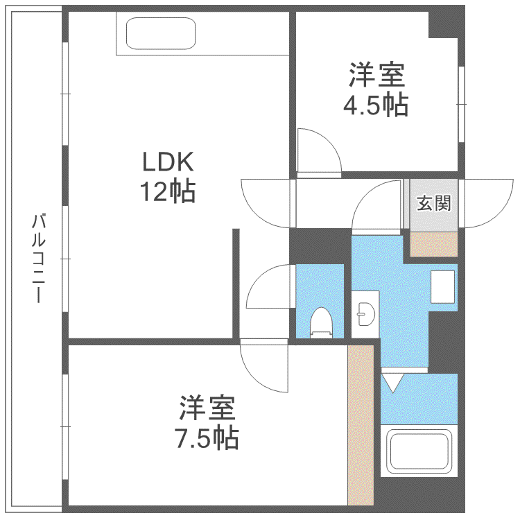 シティハイツ北23(2LDK/3階)の間取り写真