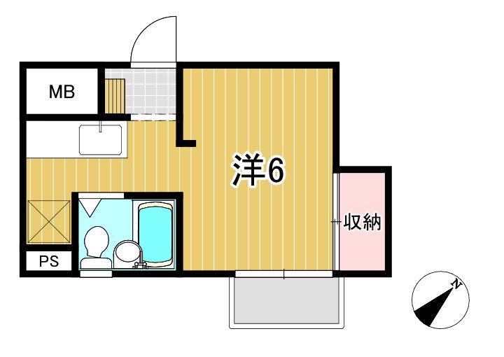 小川ビル(1K/2階)の間取り写真