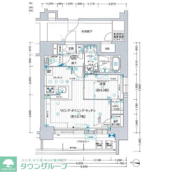 プレサンスレイズ鶴舞公園(1LDK/14階)の間取り写真