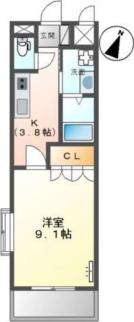 敬愛ハイツB(1K/1階)の間取り写真