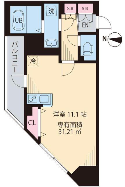 ルアナ亀戸(ワンルーム/8階)の間取り写真