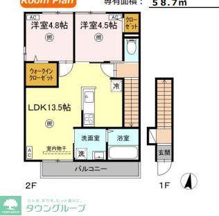 D-ROOM鳥飼1丁目工事(2LDK/2階)の間取り写真
