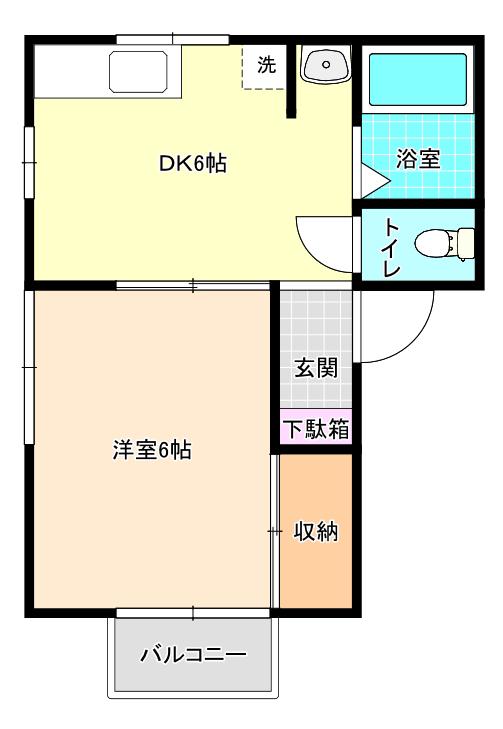 ロイヤルハイツ玖島A棟(1DK/2階)の間取り写真
