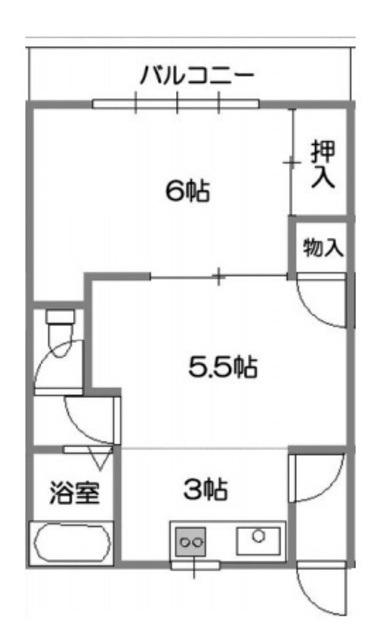 幸町マンション(1DK/3階)の間取り写真