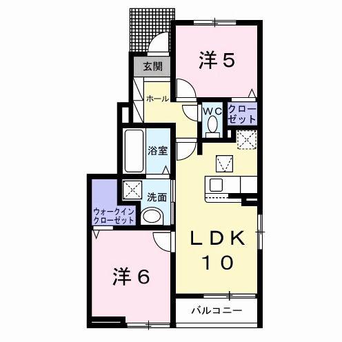ラナンキュラス(2LDK/1階)の間取り写真