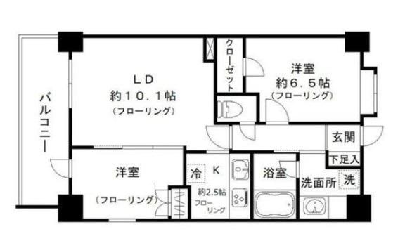 オーチャード(2LDK/9階)の間取り写真