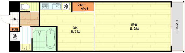 アーバンステージ安堂寺I(1DK/3階)の間取り写真