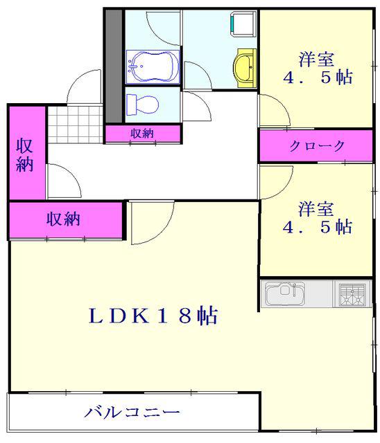 サンハウス(2LDK/2階)の間取り写真