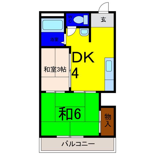グリーンライフ(2DK/1階)の間取り写真