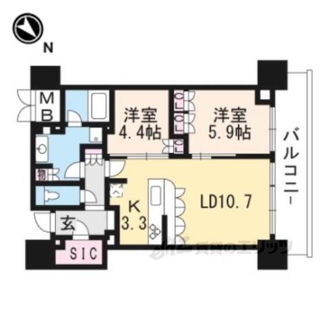 アトラスタワー草津(2LDK/5階)の間取り写真
